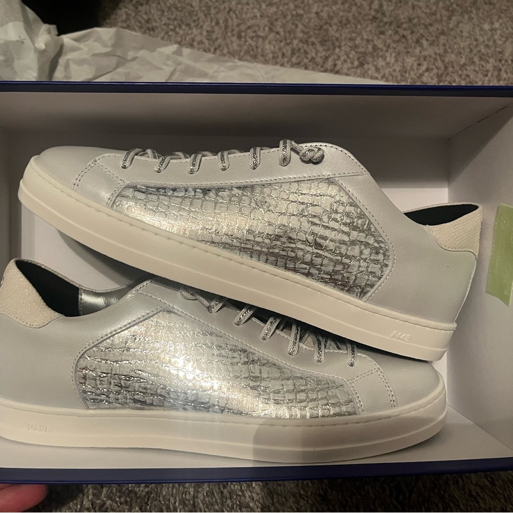 NWT P448 John Croc Embossed Sneaker (Women) Nebbia/Cra Size 39 - Picture 7 of 14